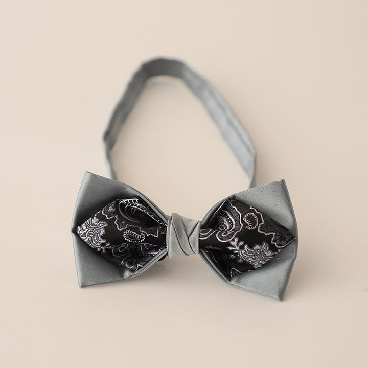 Paisley Adjustable Strap Two-Layer Satin Bow Tie - Style #4 - image 6