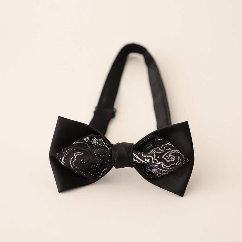 Paisley Adjustable Strap Two-Layer Satin Bow Tie - Style #7 - image 9