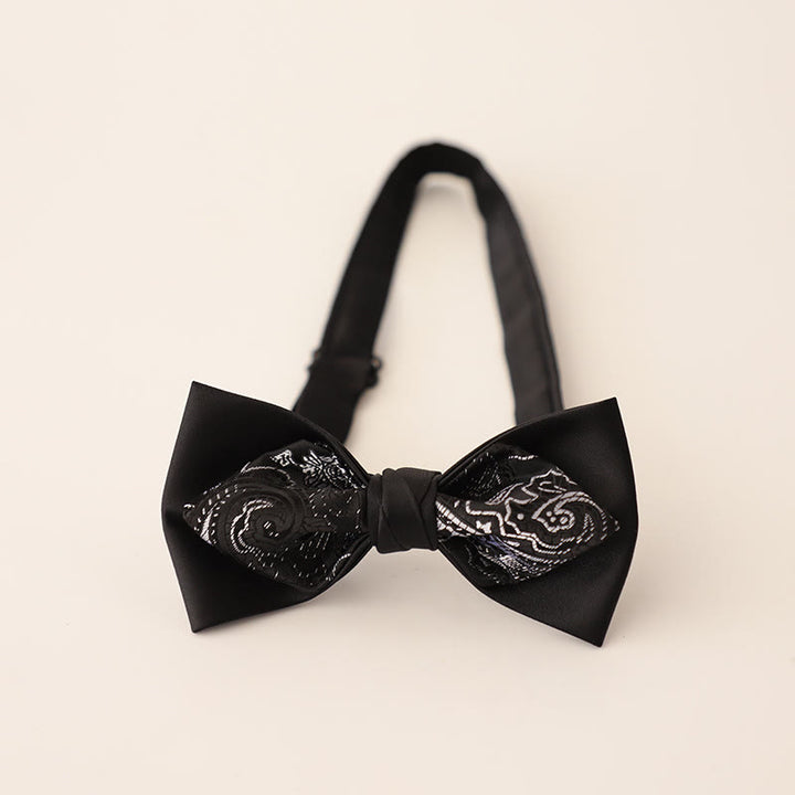 Paisley Adjustable Strap Two-Layer Satin Bow Tie - Style #7 - image 9