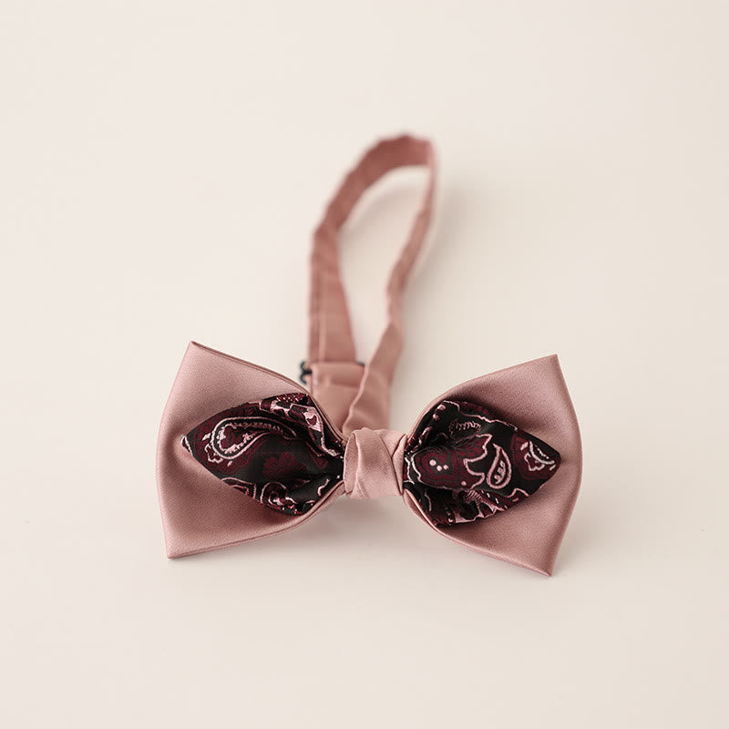 Paisley Adjustable Strap Two-Layer Satin Bow Tie - Style #5 - image 7