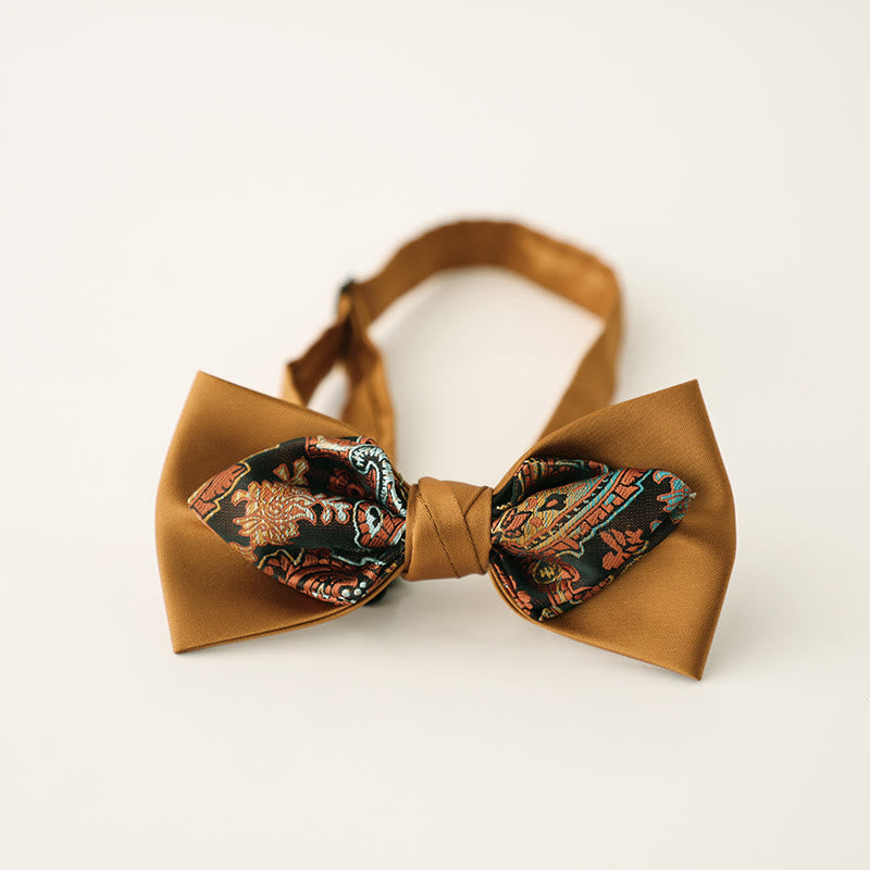 Paisley Adjustable Strap Two-Layer Satin Bow Tie - Style #2 - image 4