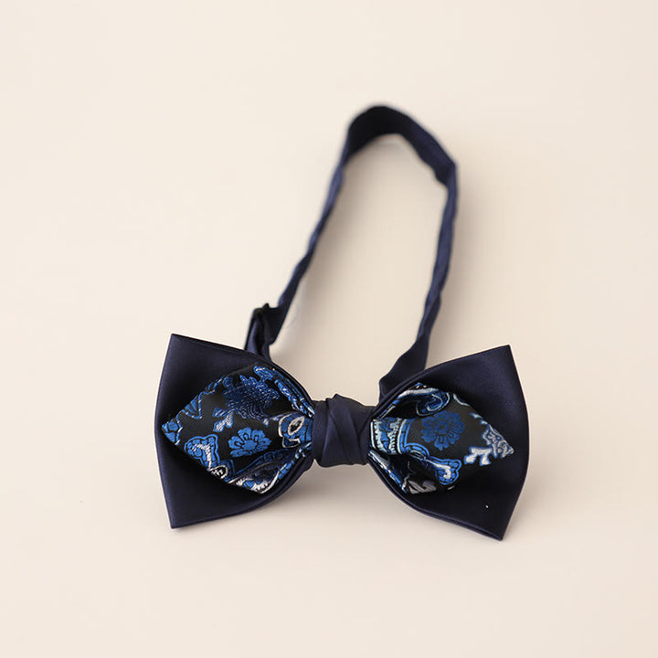 Paisley Adjustable Strap Two-Layer Satin Bow Tie - Style #9 - image 11