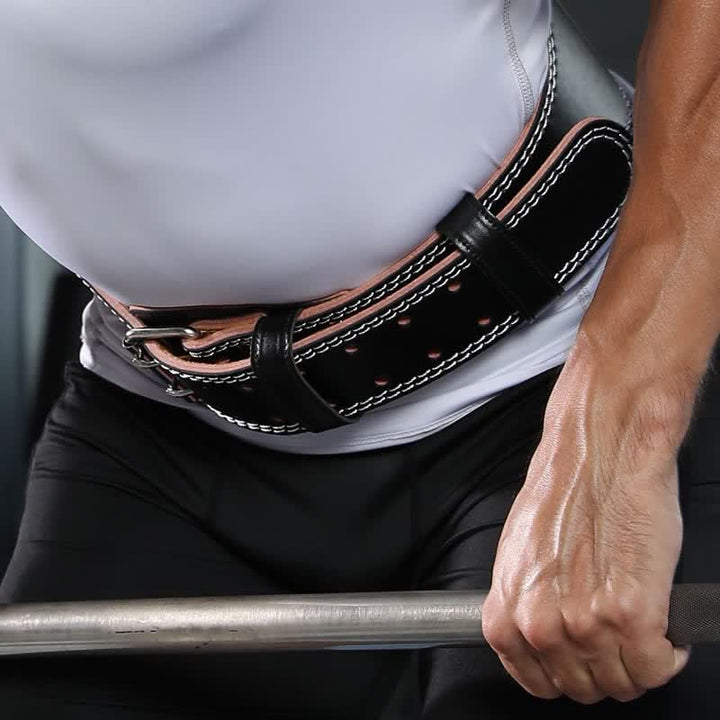 Weight Lifting Padded Lumbar Back Support Tapered Leather Belt - image 6