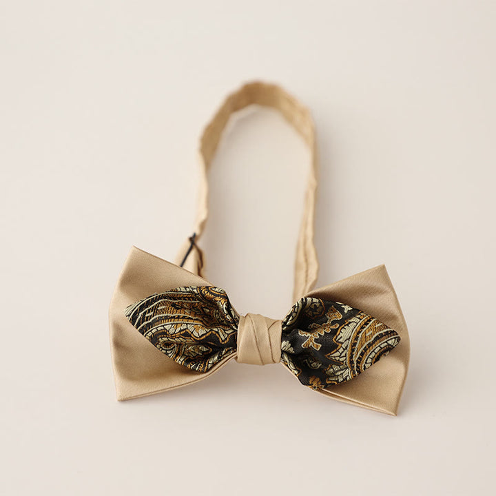 Paisley Adjustable Strap Two-Layer Satin Bow Tie - Style #3 - image 5