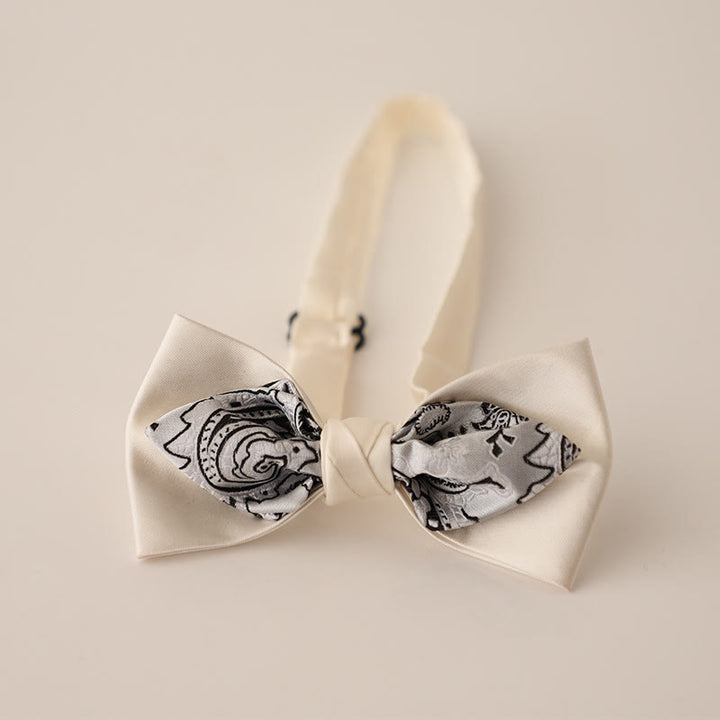 Paisley Adjustable Strap Two-Layer Satin Bow Tie - Style #1 - image 1