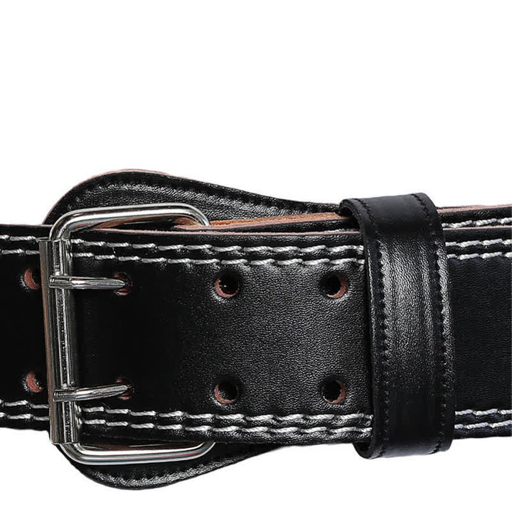 Weight Lifting Padded Lumbar Back Support Tapered Leather Belt - image 9