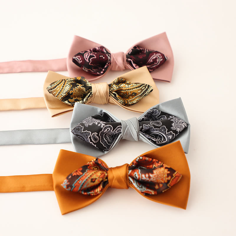 Paisley Adjustable Strap Two-Layer Satin Bow Tie - image 0