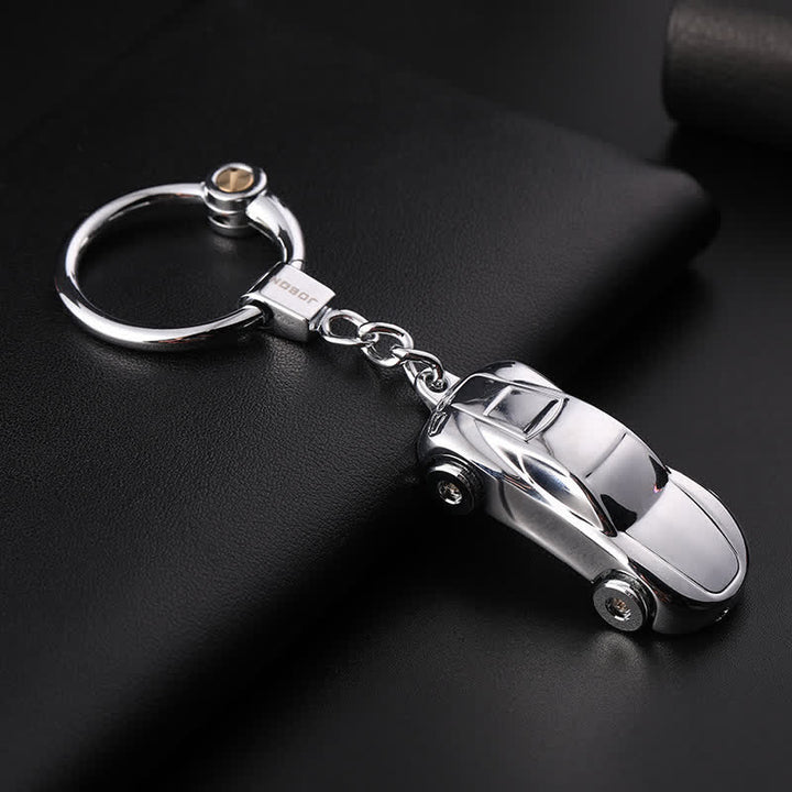 Decorative LED Light Effect Car Shape Keychain - Silver - image 7