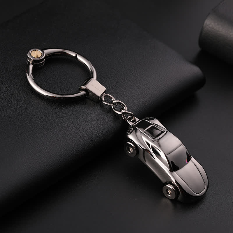 Decorative LED Light Effect Car Shape Keychain - Black - image 6