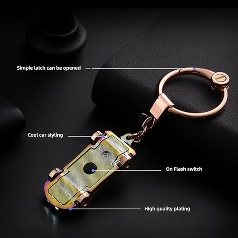Decorative LED Light Effect Car Shape Keychain - image 3