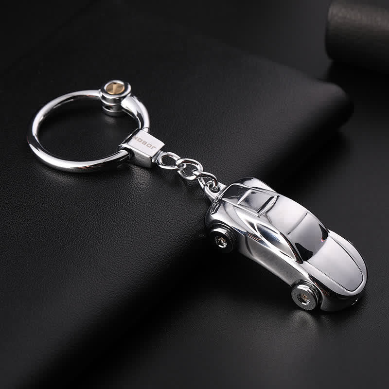 Decorative LED Light Effect Car Shape Keychain - Silver - image 7