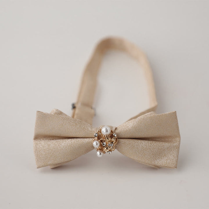 Pearl Jacquard Double Layer Adjustable Strap Bow Tie - Beige - image 15