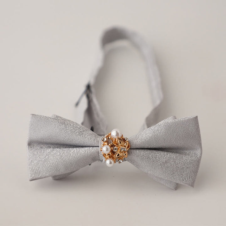 Pearl Jacquard Double Layer Adjustable Strap Bow Tie - Gray - image 8