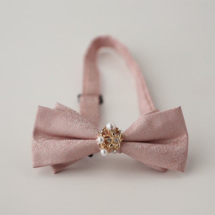 Pearl Jacquard Double Layer Adjustable Strap Bow Tie - Pink - image 13