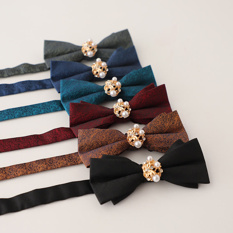 Pearl Jacquard Double Layer Adjustable Strap Bow Tie - image 0