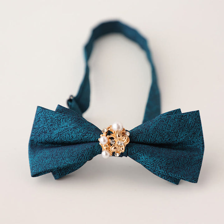 Pearl Jacquard Double Layer Adjustable Strap Bow Tie - Royal Blue - image 7