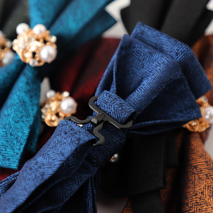 Pearl Jacquard Double Layer Adjustable Strap Bow Tie - image 4