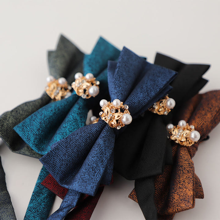 Pearl Jacquard Double Layer Adjustable Strap Bow Tie