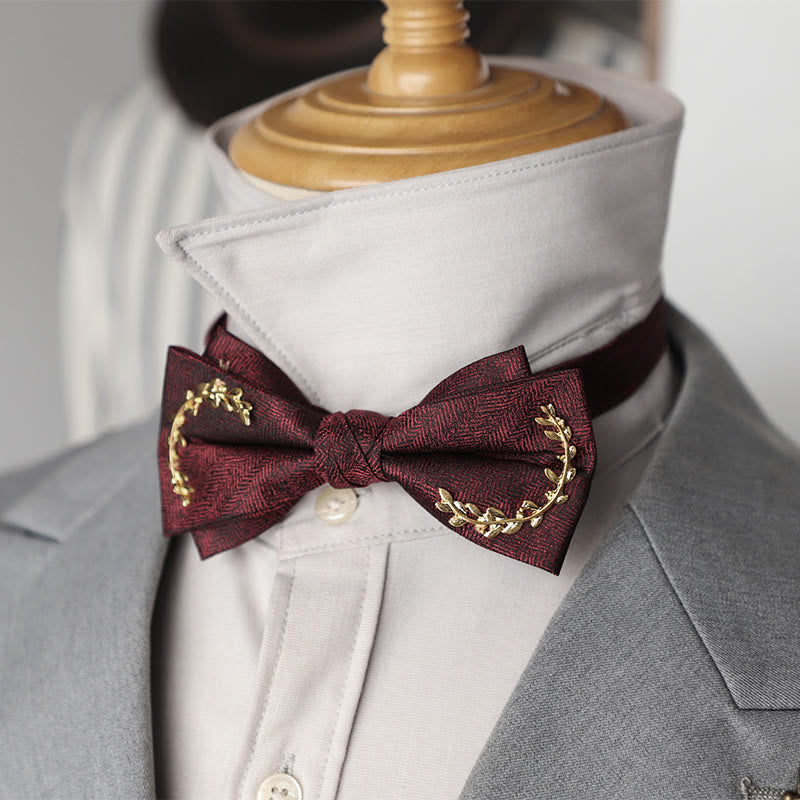 Golden Vine Jacquard Double Layer Adjustable Strap Bow Tie - image 3