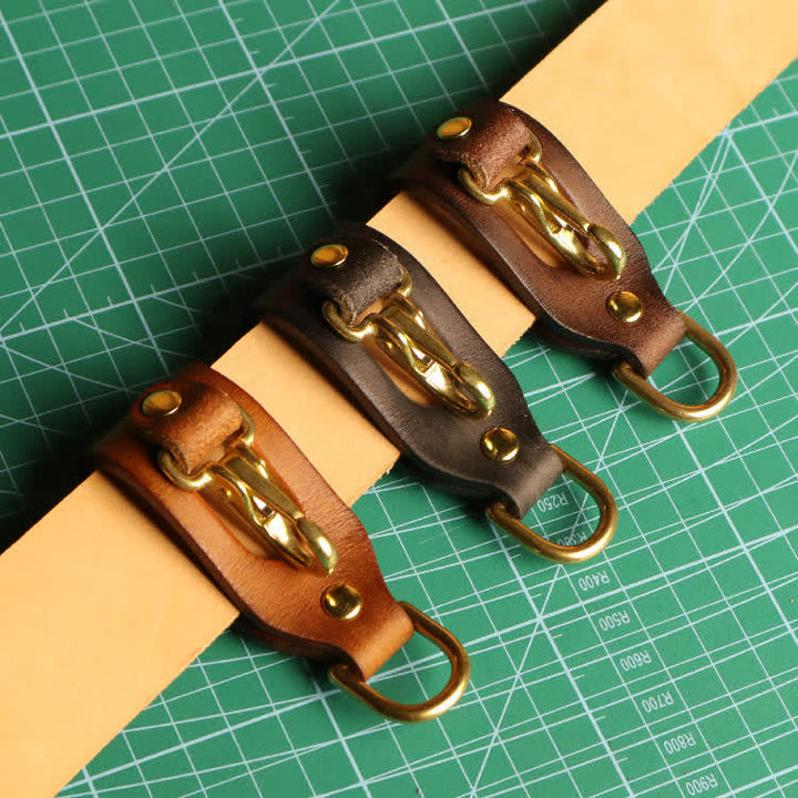 Trendy Brass Vintage Belt Loop Leather Keychain - image 1