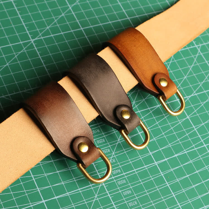 Trendy Brass Vintage Belt Loop Leather Keychain - image 2