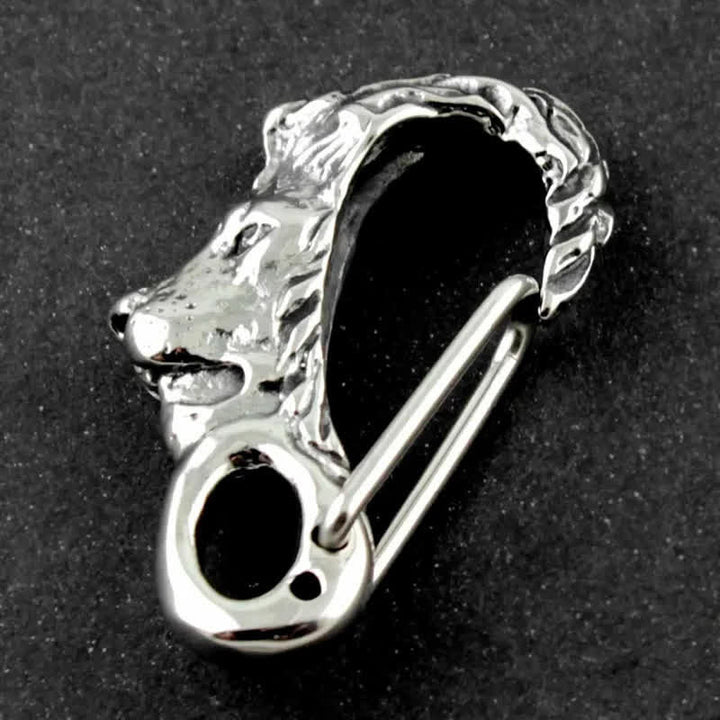 Lion Head Spring Snap Clip Hook Metal Keychain - image 2