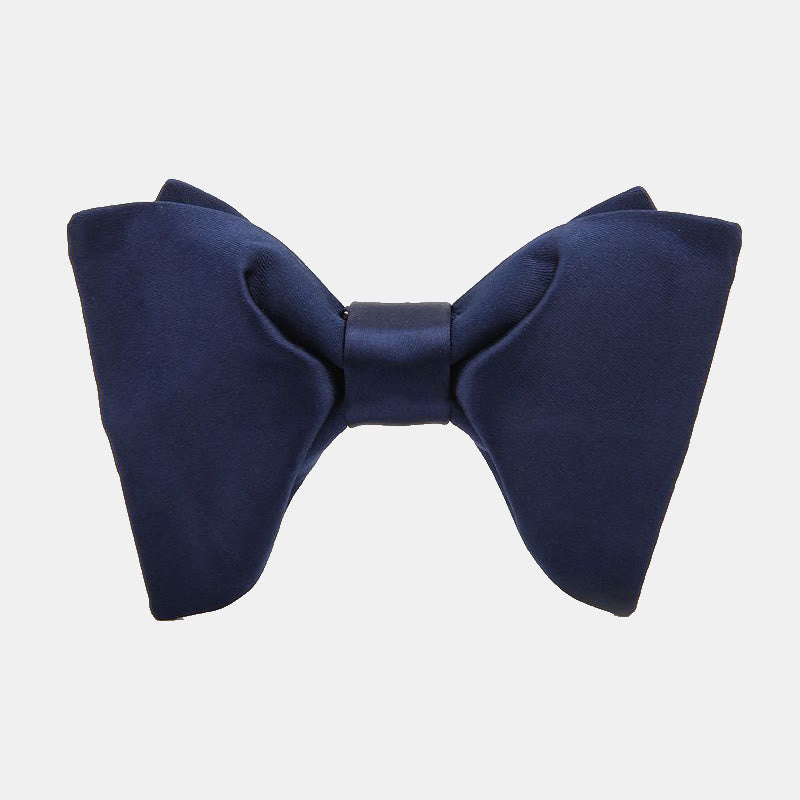 Men's Paisley Solid Color Oversized Pointed Bow Tie - Solid Navy - image 0