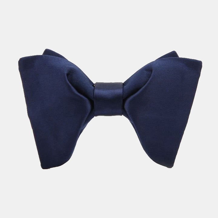 Men's Paisley Solid Color Oversized Pointed Bow Tie - Solid Navy - image 0
