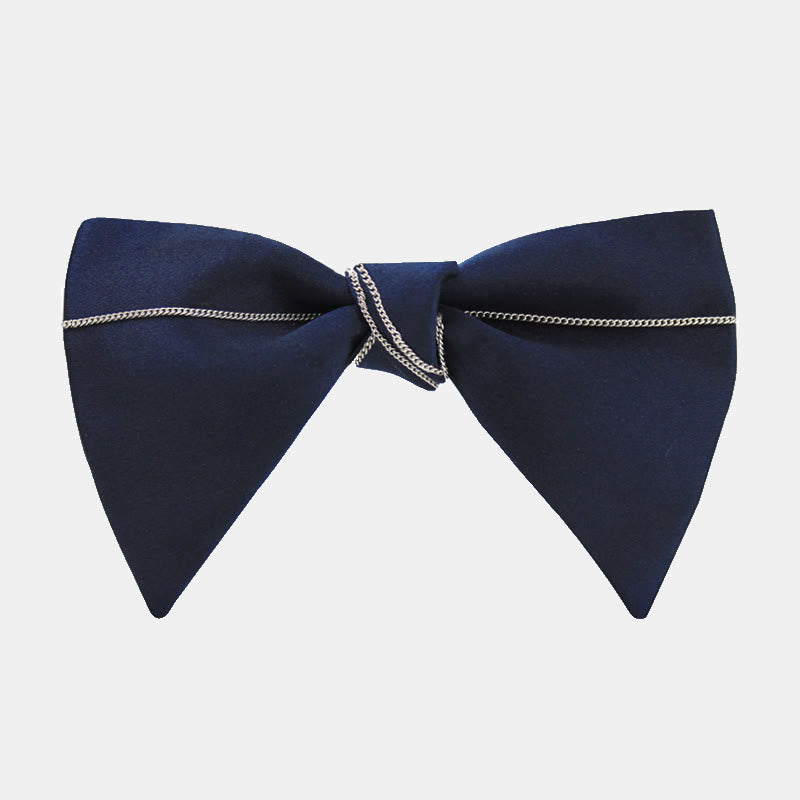 Men's Luxury Navy Blue Chain Bow Tie - Navy - image 0