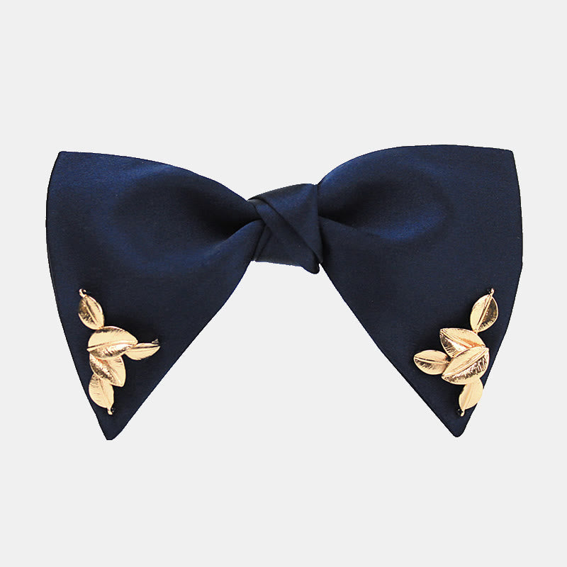 Men's Serenity Blue Golden Leaf Bow Tie - Navy - image 0