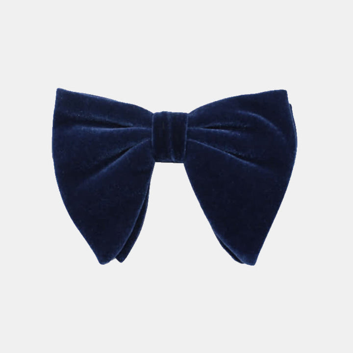 Men's Gentleman Oversize Droopy Velvet Bow Tie - Navy - image 0