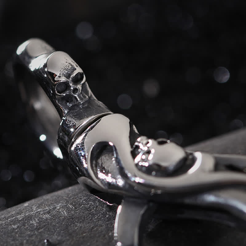 Punk Skull Spring Snap Clip Hook Metal Keychain