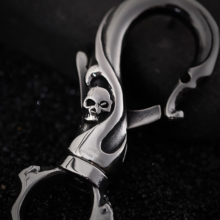 Punk Skull Spring Snap Clip Hook Metal Keychain