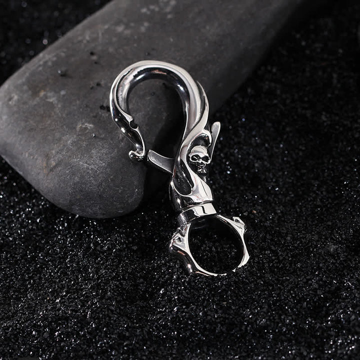 Punk Skull Spring Snap Clip Hook Metal Keychain - image 0