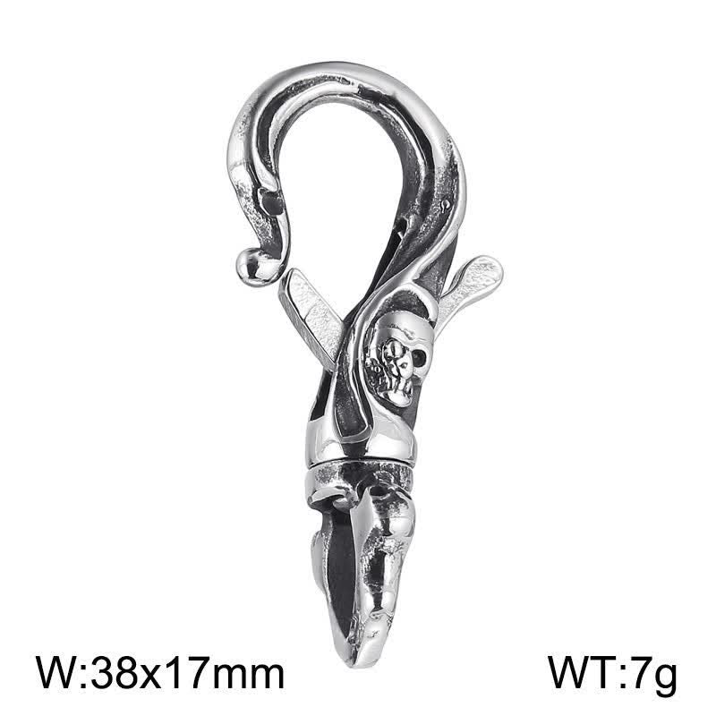 Punk Skull Spring Snap Clip Hook Metal Keychain - Medium - image 6