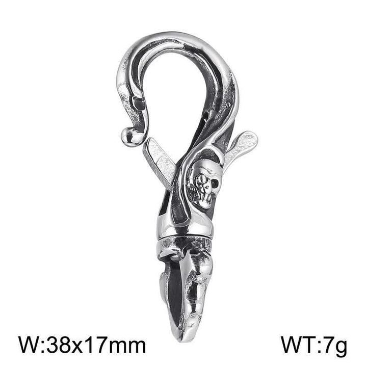 Punk Skull Spring Snap Clip Hook Metal Keychain - Medium - image 6