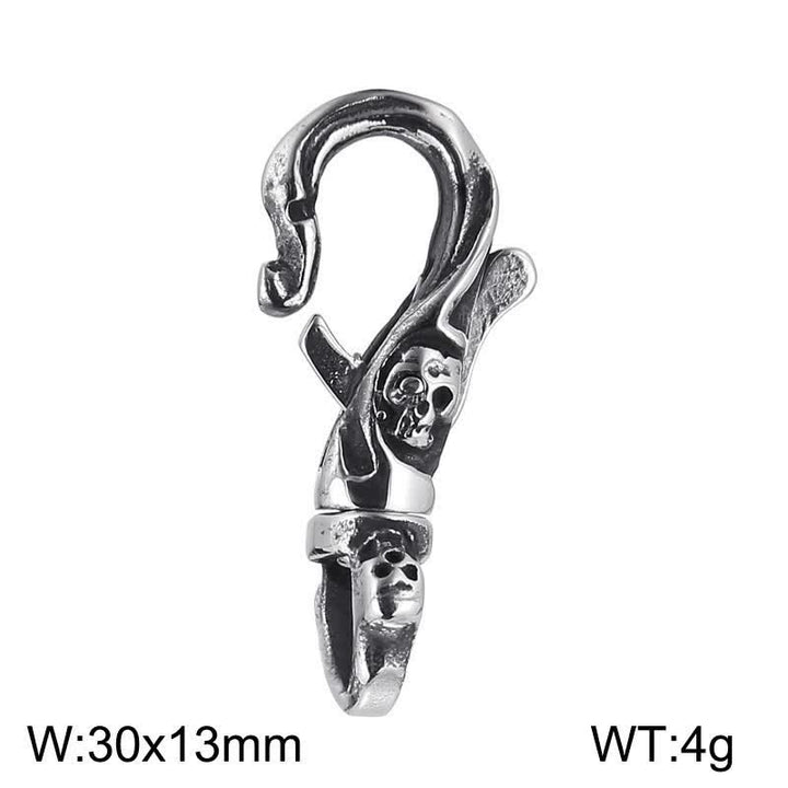 Punk Skull Spring Snap Clip Hook Metal Keychain - Small - image 7