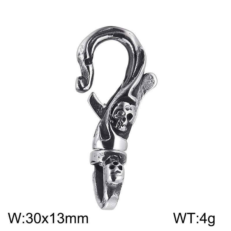 Punk Skull Spring Snap Clip Hook Metal Keychain - Small - image 7