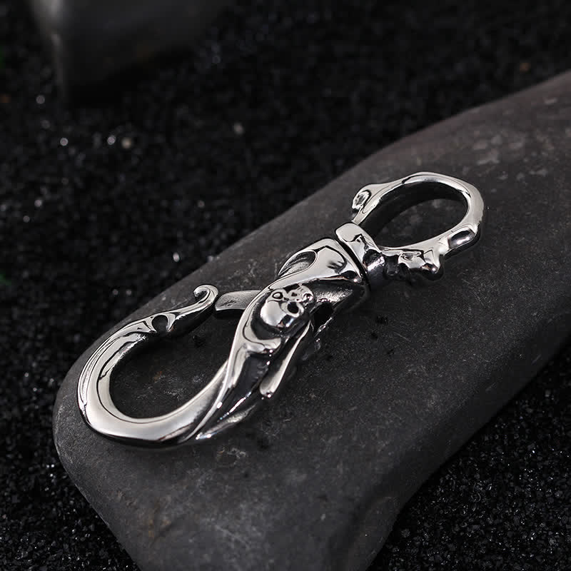 Punk Skull Spring Snap Clip Hook Metal Keychain - image 3