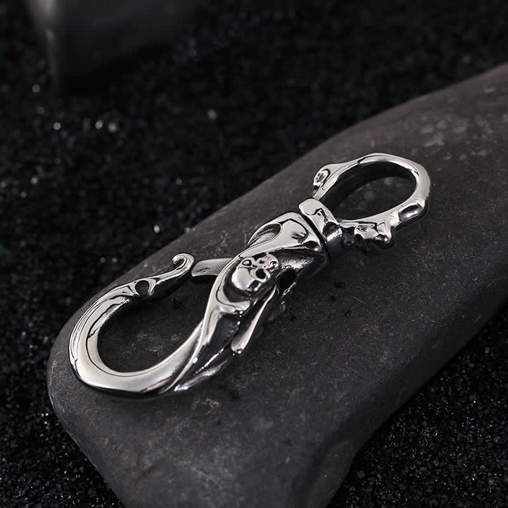 Punk Skull Spring Snap Clip Hook Metal Keychain - image 3