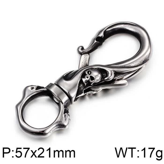 Punk Skull Spring Snap Clip Hook Metal Keychain - Large - image 2