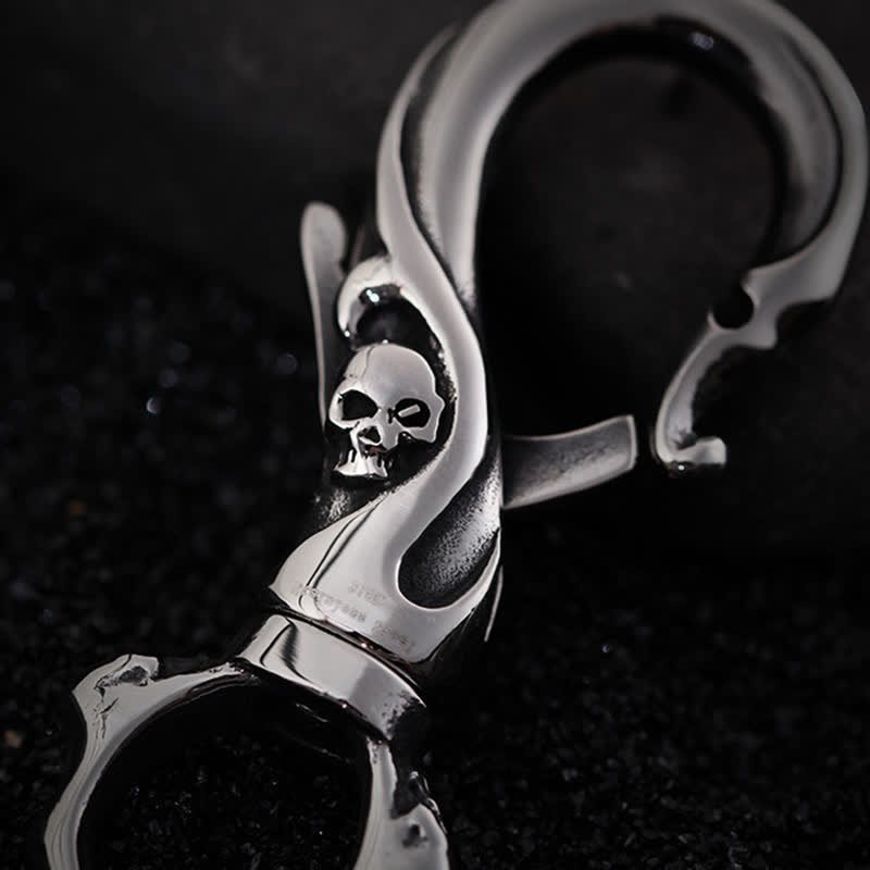 Punk Skull Spring Snap Clip Hook Metal Keychain - image 4
