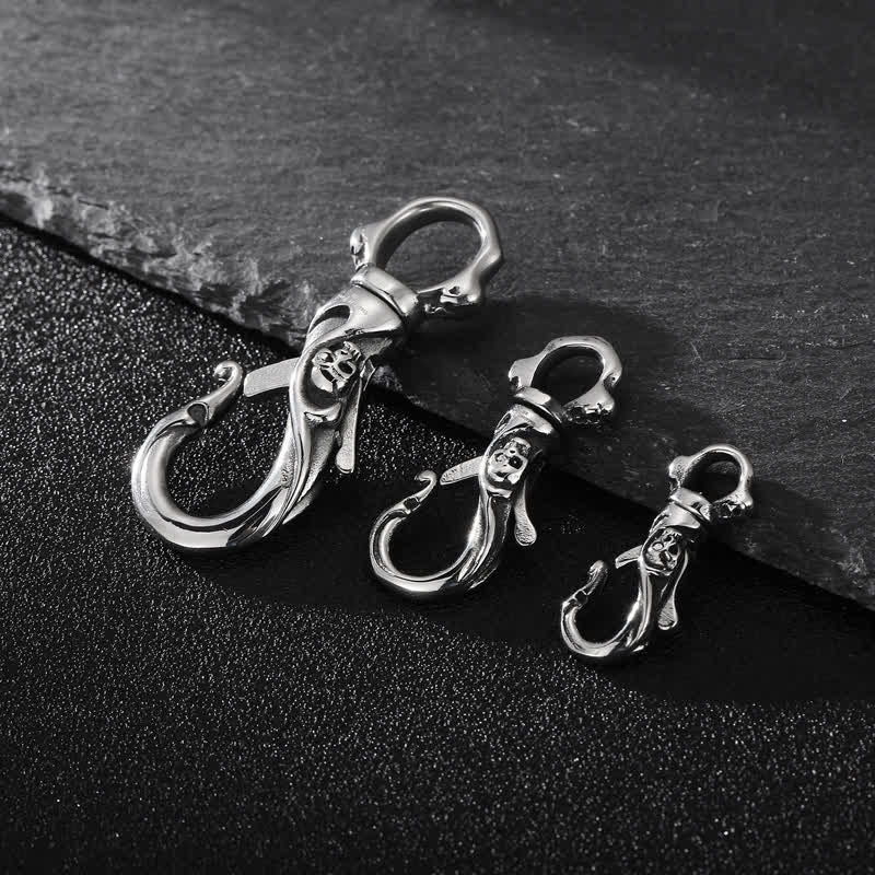 Punk Skull Spring Snap Clip Hook Metal Keychain - image 1