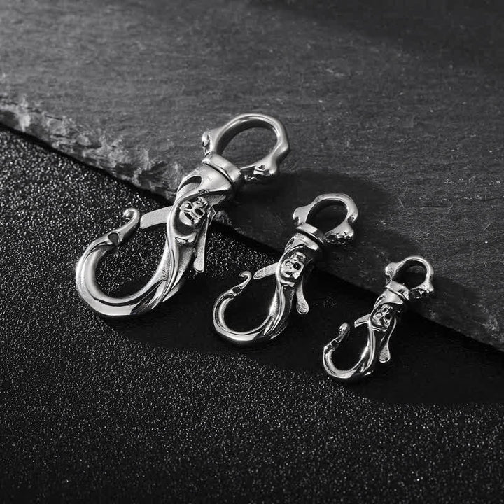 Punk Skull Spring Snap Clip Hook Metal Keychain - image 1
