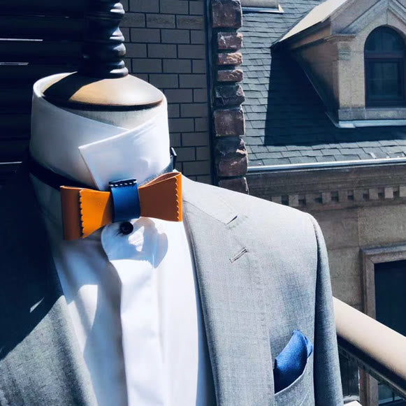 Men's Unique Color Collision Tanned Leather Bow Tie - image 1