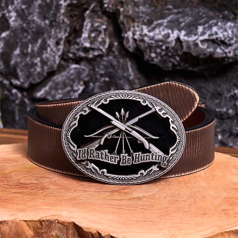 I'd Rather Be Hunting Gun DIY Buckle Leather Belt - I'd Rather Be Hunting - Brown Distressed Belt - 42 - image 7