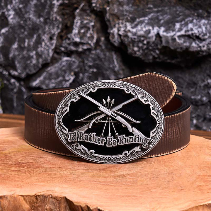 I'd Rather Be Hunting Gun DIY Buckle Leather Belt - I'd Rather Be Hunting - Brown Distressed Belt - 42 - image 7