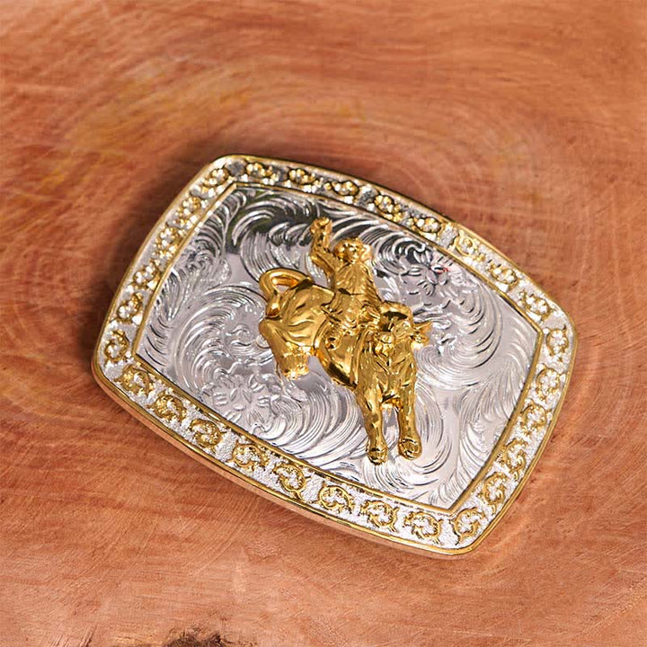 Gold & Silver Horseback Riding DIY Large Buckle Leather Belt - image 1