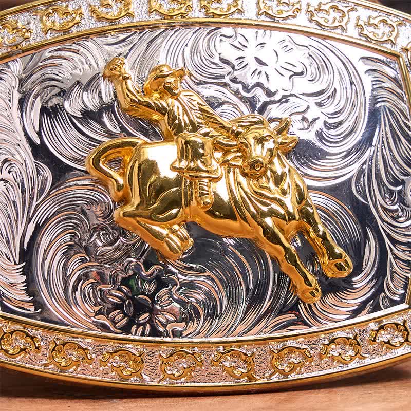 Gold & Silver Horseback Riding DIY Large Buckle Leather Belt - image 3