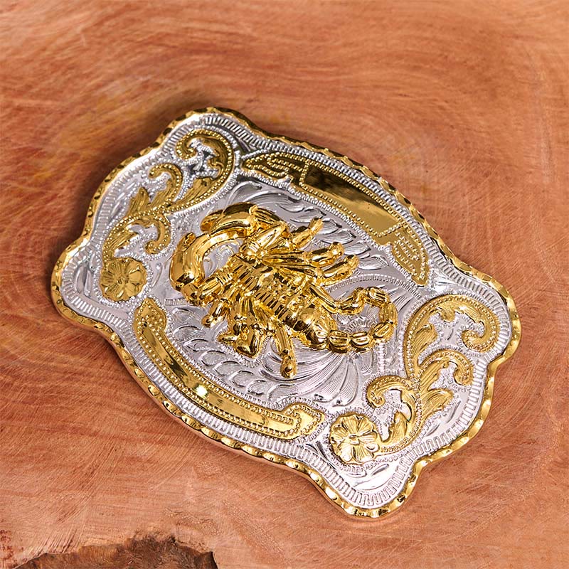 Gold Silver Floral Scorpion DIY Buckle Leather Belt - image 1